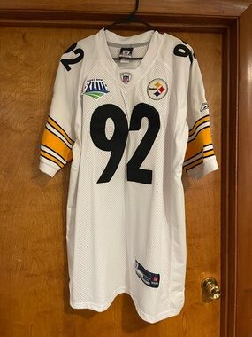 Reebok Pittsburgh Steelers White #92 Football Jersey with Black and Gold Accents